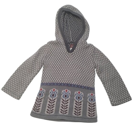 Tea Collection Sweater Hoodie Pima Cotton Islandic Nordic Geometric Flowers Girl - Picture 1 of 12